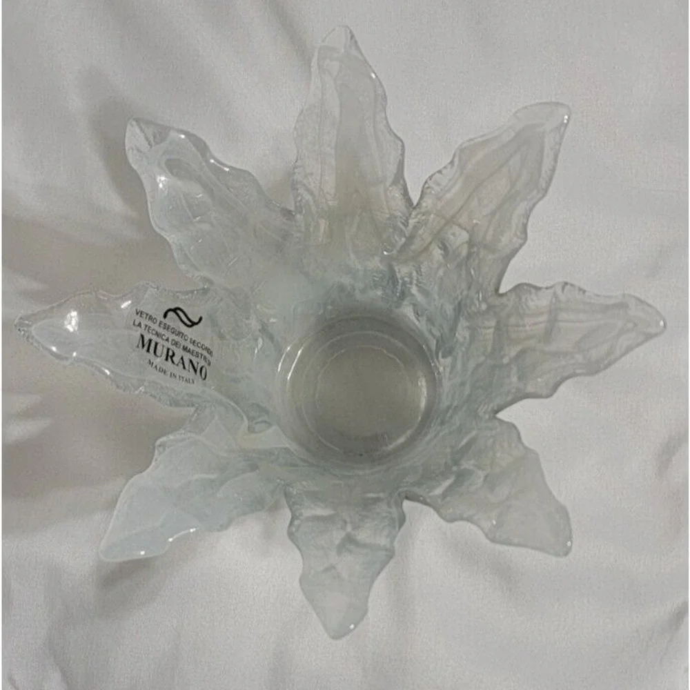 VTG ORIGINAL‎ MURANO HANDBLOWN GLASS FLOWER VASE/BOWL PLANTER WHITE - ITALY